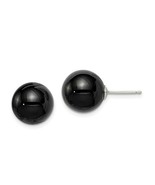 Sterling Silver Black Agate Ball Earrings - £22.98 GBP