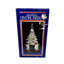 Vintage 1983 Enesco Crystal Rotation Musical Christmas Tree On Mirrored ... - $24.74