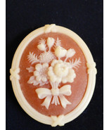 VINTAGE AVON FLORAL FLOWERS OVAL CAMEO PIN BROOCH - £23.68 GBP