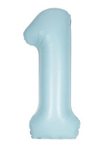 Matte Powder Blue Number 1 Shaped Foil Balloon 34&quot; 1st Birthday - £4.56 GBP