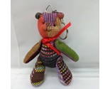 Vintage 4&quot; Colorful Stripped Plaid Craft Adjustable Arms And Legs Bear K... - £24.38 GBP