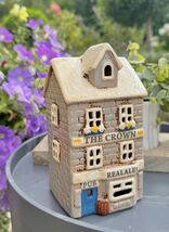 Ceramic Grey Village Crown Pub Candle Holder - $25.88