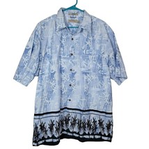 Retreat Blue Hawaiian Shirt Pall Trees Mens Size 17 XL Black Button Down... - £13.79 GBP