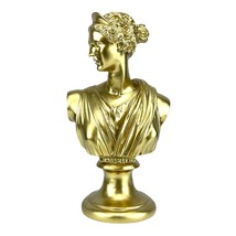 Greek Roman Goddess Artemis Diana Bust Head Cast Marble Gold Statue 8.46 in - $53.11
