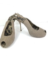 Sam Edelman Heels Womens 8.5M Evelyn Shoes Grey Leather Slingback Snake ... - $27.54