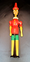 Vintage ENESCO Pinocchio Christmas Tree Wooden Toy Ornament Jointed 12 1/2&quot; - £34.82 GBP