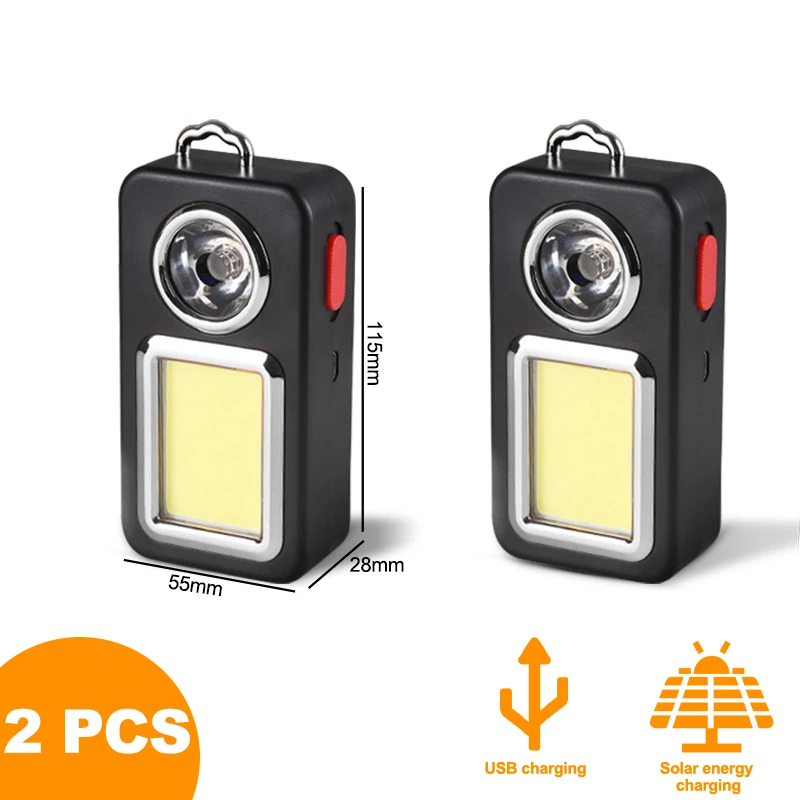 LED solar work light Portable Solar Flashlight Rechargeable Glare COB Keychain L - £44.98 GBP
