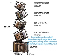 Creative Corner Bookshelf, Floor-Standing Storage Rack, Iron Display Rack - £487.41 GBP