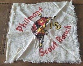 Vintage Philmont Scout Ranch Cloth Handkerchief 13&quot; x 14&quot; Frayed Ends - £18.17 GBP