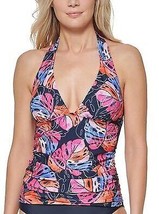 Tommy Hilfiger Tankini Swim Top Navy Monstera Leaf Print Size Medium $88 - Nwt - £21.23 GBP