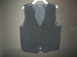 Boy&#39;s Suit Vest Size 6 Dark Navy with Blue Pin Stripes Buttoned - £6.55 GBP