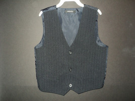 Boy&#39;s Suit Vest Size 6 Dark Navy with Blue Pin Stripes Buttoned - £6.47 GBP