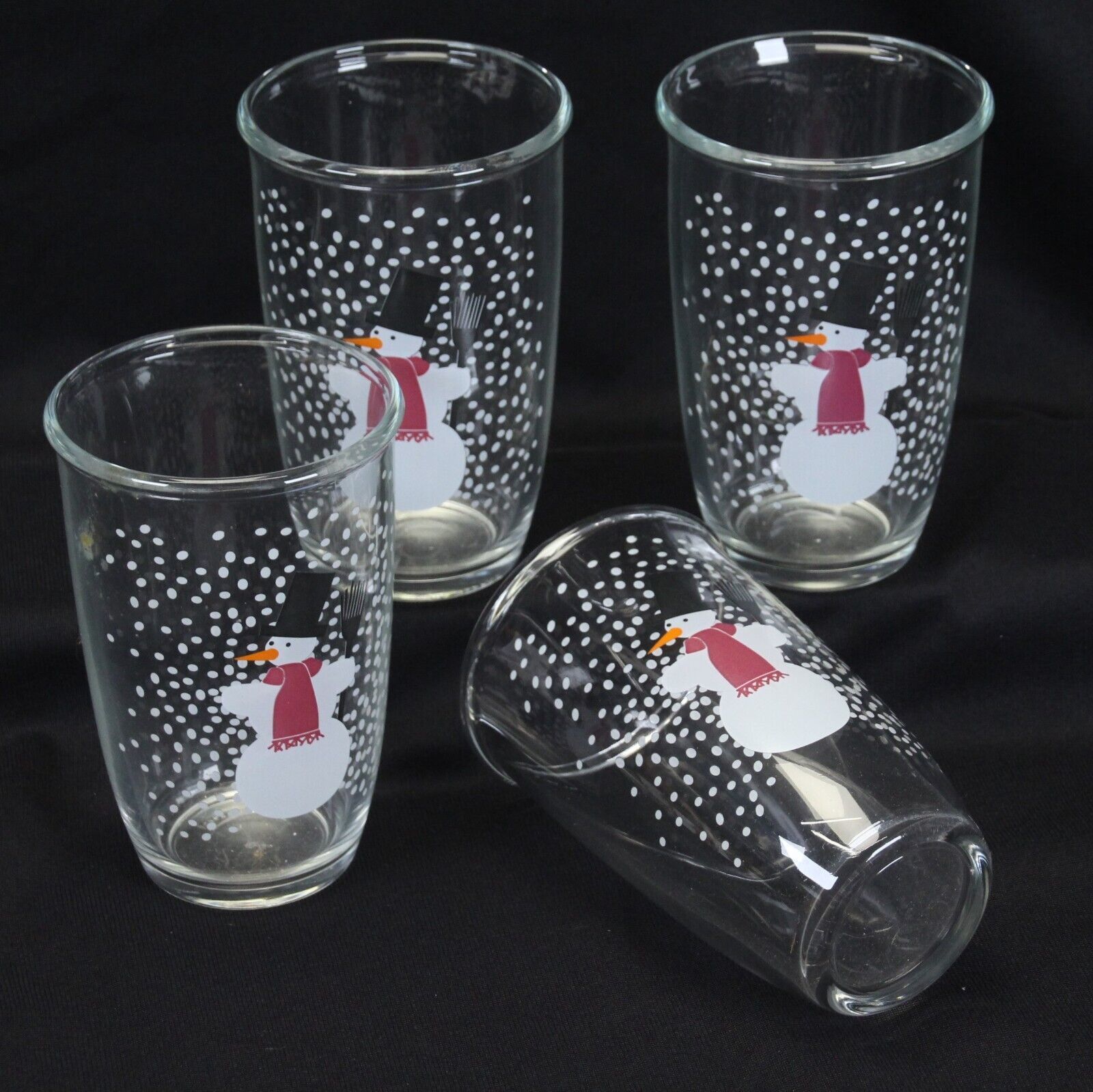 Primary image for Bodum France Snowman Xmas 5.25" Glasses Tumblers Lot of 4
