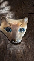 Vintage Siamese Kitten  Cat Face Ceramic Brooch, Estate Signed  Pin - £12.62 GBP