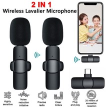 2 In 1 Lavalier Wireless Microphone Audio Video Recording Mini Mic For Android - $37.99