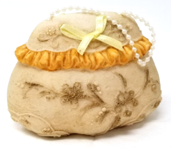 Victorian Orange Cream Purse Figurine Decorative Beaded Resin Textured Vintage - £9.07 GBP