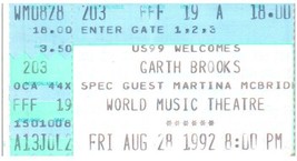 Garth Brooks Boleto De Concierto Stub 28 De Agosto De 1992 Tinley Park Illinois - $39.55