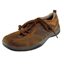 SKECHERS Sz 12 Sneaker Brown Leather Men Lace Up Relaxed Fit Medium - £23.80 GBP