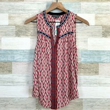 Market &amp; Spruce Piedmont Embroidery Detail Top Red Stitch Fix Womens Small - £19.53 GBP