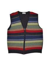 United Colors of Benetton Vest Mens L Wool Zip V Neck Striped Multicolor... - $35.65