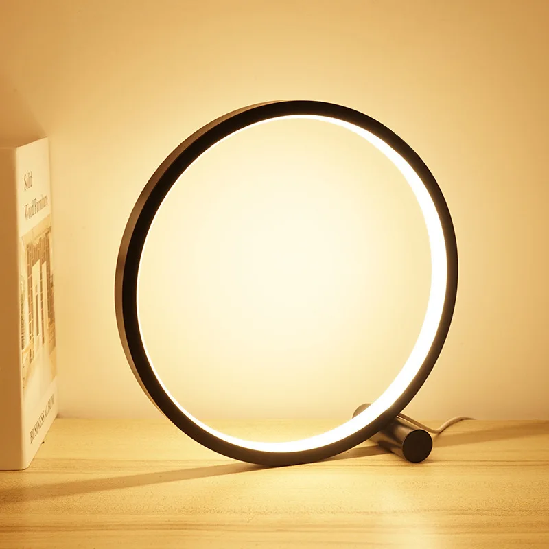 25CM LED Table Lamp Bedroom Circular Desk Lamps For Living Room Black/White - $23.27+