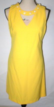 New Womens NWT $269 Taylor Dress 8 Sheath Yellow Pearl Jeweled Collar Sleeveless - £78.82 GBP