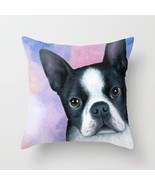 Throw Pillow Cushion case Made in USA Dog 128 Boston Terrier Pink Blue L... - $29.99+