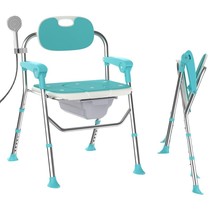 3 in 1 Shower Chair, Raised Toilet Commode Safety Seat w/ Pan Folding 400lb Max - $62.36