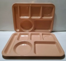 2 King Line Divided Lunch Trays School/Camping/RV Peach Dade County Scho... - $23.03