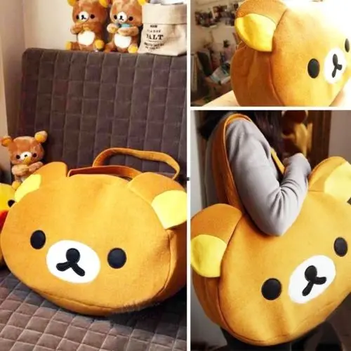 Anime san x rilakkuma cute big bag handbag shoulder bag plush relax brown bear thumb200