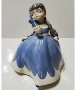 Vintage Dancing Girl in Blue Gown Figure w/ Braids 7&quot; HOLLAND MOLD Ceram... - $37.06