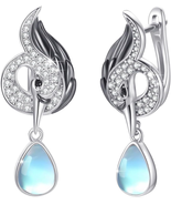 Phoenix Moonstone Earrings 925 Sterling Silver Moonstone Phoenix Dangle ... - £71.56 GBP