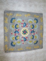 Pier 1 Jacob EAN Floral & Bird Chain Stitch Embroidered Zippered Pillow Cover - $15.00