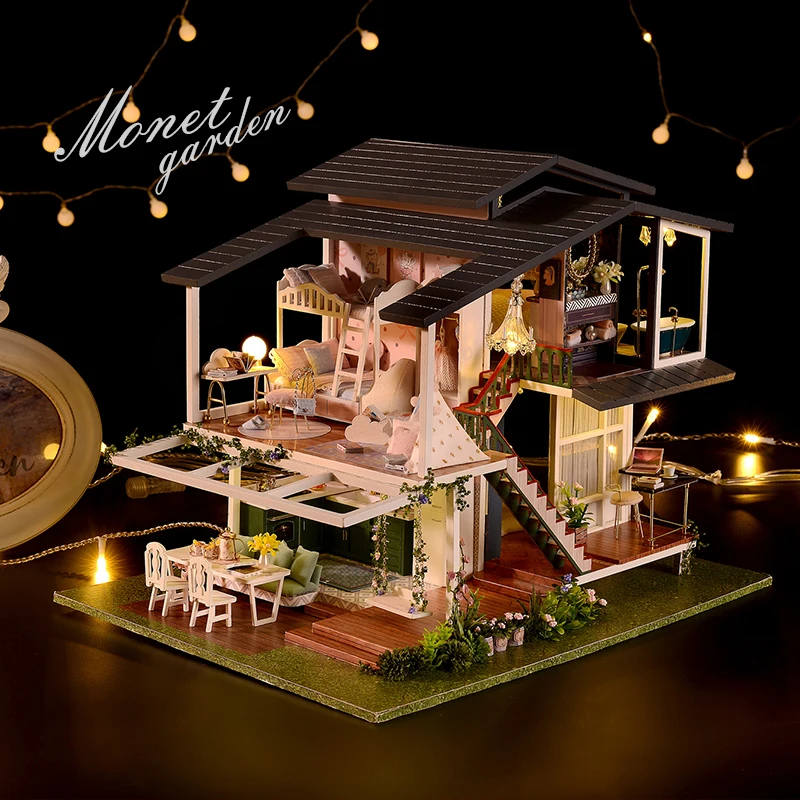 DIY Miniature 3D Toy Doll House Furniture Model Kit Wooden Dollhouse For - £45.51 GBP+