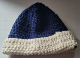 Homemade Crochet Blue White Toboggan Warm Winter Skiing Cute Nice - $12.99