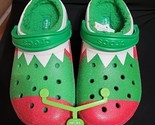 Holiday Christmas Fur Lined Elf Crocs ~ Red Green White Glitter  ~ W9/ M... - £41.74 GBP