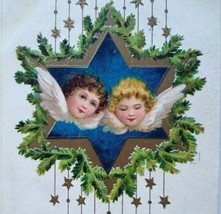 Happy New Year Postcard Ellen Clapsaddle Cherub Angels Stars 1908 Signal Ohio - £17.72 GBP