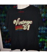 Vintage 1981 Womens L/XL T-Shirt Black Knit Birthday &#39;81 Women Cut Retro... - $27.57 CAD