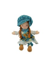 1974 Holly Hobby Rag Cloth Blue Patchwork Doll with Orange Hair 17&quot; - £15.83 GBP
