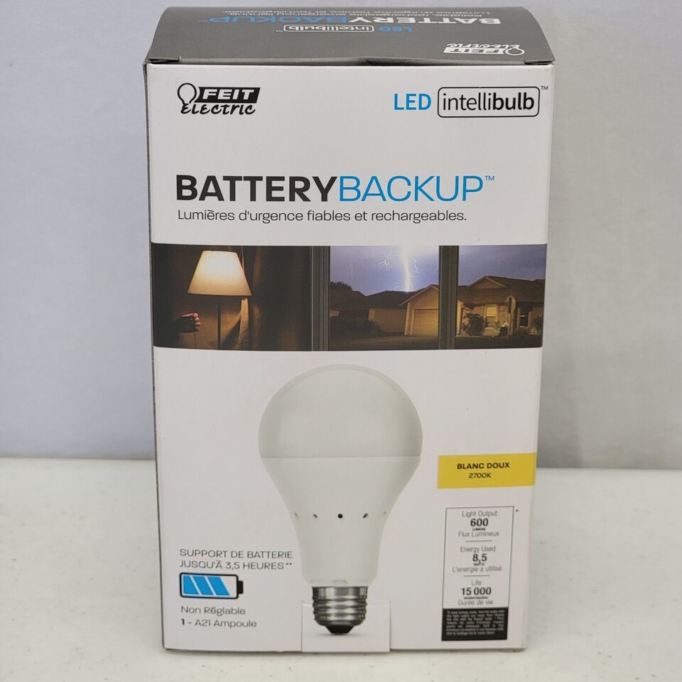 Battery Backup LED 40W Equivalent Soft White Bulb A21 FEIT Electric IntelliBulb - $10.69