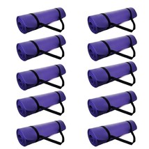 Lot of 10: Yoga mat 72x24&quot; Extra Thick Exercise Gym Fitness Mat + Strap - Purple - £101.63 GBP