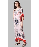 Indian Printed Feather Red Black Kaftan Dress Women Nightwear - £23.30 GBP