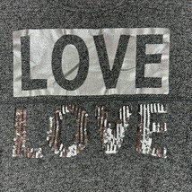 Derek Heart Love Sweatshirt Womens Large Gray Sequin Long Sleeve - £10.96 GBP