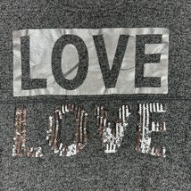 Derek Heart Love Sweatshirt Womens Large Gray Sequin Long Sleeve - $14.00
