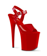 FINAL SALE PLEASER Women&#39;s Sexy Red Jelly 8&quot; Heel Platform Ankle Strap S... - $954.59 MXN