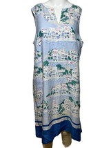 J Jill Dress Women&#39;s Large Blue Linen A-Line Sleeveless Casual Travel - AC - £23.74 GBP