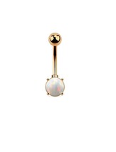 Simulated Round Opal Stainless Steel Belly Button Ring Piercing 14g Pron... - £11.98 GBP