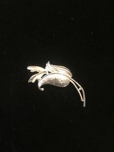 Vintage 60s large Silver Flower with long stem brooch - £14.47 GBP