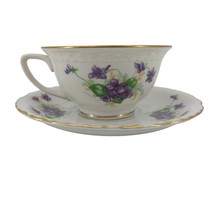 Royal Cathap China Woodland Fantasy Tea Cup &amp; Saucer Purple Flowers - $18.51