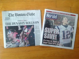 New England Patriots Boston Herald &amp; Globe AFC Champions Newspaper Set 1... - £17.11 GBP
